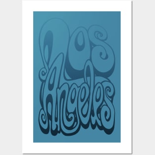 Los Angeles lettering art - sailor blue Posters and Art